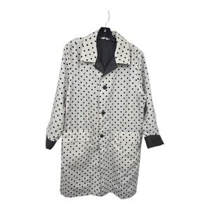 Liz Claiborne Polka Dot Reversible Rain Coat Women XL Black White Classic Spring
